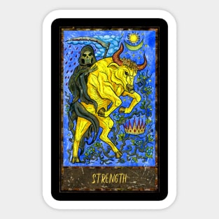 Strength. Magic Gate Tarot Card Design Sticker